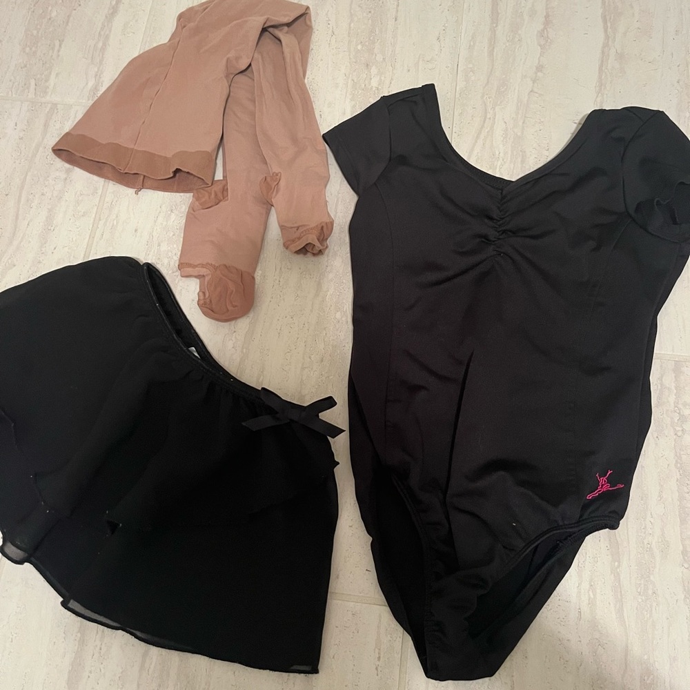 Dance wear set leotard skirt and tights